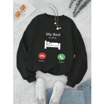 Mein Bett drucken Sweatshirts für Damen Casual Fashion bequeme Crewneck Hoodies lose Fleece warme