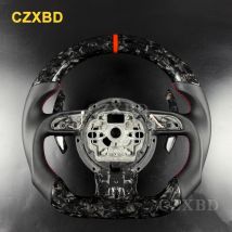 Für Audi A1 8X2012 A6 A7 S6 Glänzendes geschmiedetes Carbon-Lenkrad Hochwertiges Sportrad aus schwarzem glattem Leder