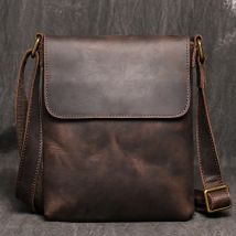 Vintage braune Cross body für Männer Echt leder Herren lässige Umhängetasche Modedesign Schulter tasche 7,9 Zoll iPad Handy tasche