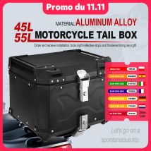 Scatola per casco da moto in alluminio da 45L,55L Scatola per casco impermeabile per baule da moto Scatola per bagagli posteriore Cassetta degli attrezzi a sgancio rapido