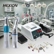 HEXION 35000RPM Dental Lab Micromotor Set - E-TYPE, 18Handle & 1:1 Handpiece & Polishing head - Grinding, Polishing & Manicure