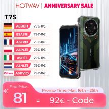 HOTWAV T7S Robusto Smartphone Ultra Sottile 6280mAh Batteria Del Telefono Mobile 6.52 ''HD + 4GB di RAM 128GB ROM 21MP Android 13 Cellulare