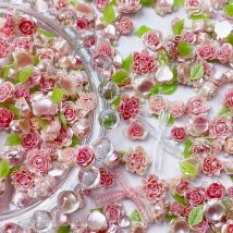 20 stücke 3d kawaii Glitzer Blume Nail Art Charms exquisite Rose Kamelie Nagel dekorationen Schmuck DIY Presse auf Nägeln Zubehör