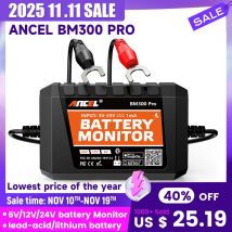 2025 New ANCEL BM300 Pro 6V/24V/12V Battery Tester Battery Monitor SOC Battery Health Analyzer Tool IOS Andoird