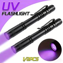 Torcia UV da 395 nm Luce ultravioletta, rilevatore di urina per cani e gatti domestici Cercatore di scorpioni, lampada UV portatile con clip per penna Utilizza batterie AAA