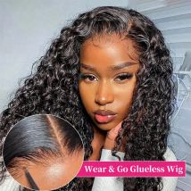 Pelucas de cabello humano rizado profundo sin pegamento para mujeres negras, cabello Remy Natural brasileño con cierre de encaje, prearrancado, 9x6, 5x5