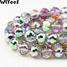 WLYeeS Rosegrüne Disco-Kugel-Perlen, 65 Stück, facettiert, 8 mm, österreichischer Kristall, runde lose Perlen für Schmuckherstellung, DIY-Armband, Halskette
