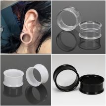 2 Stücke Acryl Körper Piercing Schmuck Messgeräte Ohrstöpsel und Tunnel Schwarz Weiß Klare Farbe Expander Ohrringe Männer Frauen 6-25mm