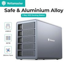 Custodia per disco rigido Yottamaster a 5 alloggiamenti USB3.1 (GEN2) Custodia per HDD esterna di tipo C Supporto per archiviazione dati SATA SSD da 2,5"/3,5" da 80 TB