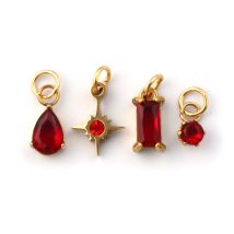 4pcs/set Mini 304 Stainless Steel &Cubic Zirconia 12 Months Birthstone Charms 18K Gold Plated Pendants DIY Making 12x7mm-9x3.5mm