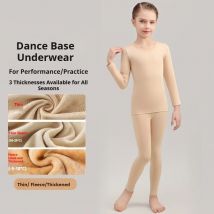 【NEW Upgraded】Girls Thermal Ballet Leotard Flesh Color Invisible Dancewear Anti-Pilling Practice Wear Kids Thermal Underwear