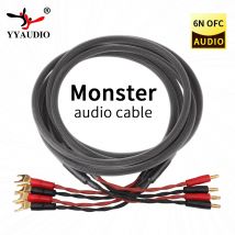 YYAUDlO Ein Paar HiFi-LautsprecherkabelHochreiner 6N OFC-Kern mit Bananaand Y 24K Gold Plug Hornkabel für Verstärkerlautsprecher