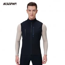 Gilet da Ciclismo HISERWA per Uomo, Antivento, Traspirante, Leggero, Senza Maniche, per MTB e Strada, Design Aderente con Zip SBS