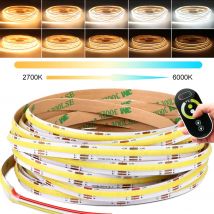 DC24V CCT COB LED-Streifen, 8 mm Breite, 560 LEDs/m, dimmbar, 2700 K–6000 K, wechselbares flexibles Klebeband mit RF-Steuerung für Raumdekoration