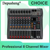 Professioneller Audiomixer Depusheng DX8 8-Kanal-Soundplatinenkonsole mit Bluetooth USB PC-Aufnahmeingang 48 V POWER