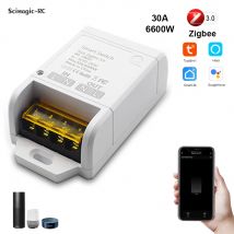 Zigbee Smart Switch 20A 30A Relais Modul High Power 6000W Intelligente Controller Arbeit Mit Tuya Smartlife APP Alexa googel Hause