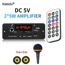 Kebidu 10W Wzmacniacz cyfrowy Dekoder MP3 DC 5V Bluetooth 5.0 FM Mikrofon Samochodowy odtwarzacz MP3 z pilotem zdalnego sterowania