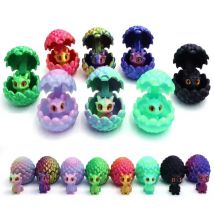 Mini-3D-gedruckter Drache (mit Eier), zufälliges Augendesign, drehbare Teile, Heimdekoration, Ornament, Kinder-Desktop-Geschenk, Stressabbau-Spielzeug