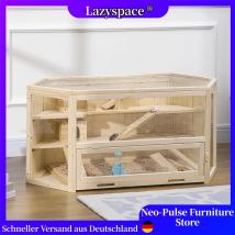 Gabbia per criceti Lazyspace con rampa, bilanciere, gabbia per tetto pieghevole, vassoio da pavimento rimovibile, gabbia per mouse 115 60x55 cm