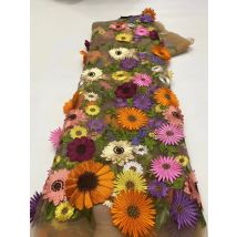 3D Afrikanischer Spitzenstoff 2025, hochwertiger bestickter nigerianischer französischer Spitzenstoff, 5 Yards für Frauen, Hochzeit, Party, Kleid HMX5271