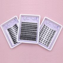 10Rows Fox Eye False Clusters Extensions Individual Lashes Natural Thick Segmented Eyelashes Bundles，Reusable，Anime Lash Style