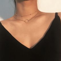 SUMENG New Arrival 2024 Fashion Modern Choker Necklace Two Layers Round s Gold Color   Jewelry For Women