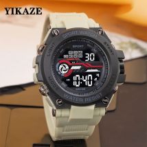 YIKAZE Orologio sportivo da uomo Orologio sportivo da uomo impermeabile Orologio militare digitale multifunzione a LED Sveglia Orologio da polso elettronico