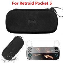 Custodia da trasporto portatile con pellicola in vetro temperato Custodia rigida antigraffio Accessori per console di gioco per Retroid Pocket 5