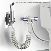 1 Set 304 Stainless Steel Wire Drawing Non-Punching Booster Toilet Spray Gun - Female Washing Device with Small Flower Sprinkler