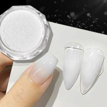 Milchig weiße Farbverlaufsnägel, Glitzerstaub, Chrom, Aurora, Perle, Mondlicht, Spiegelpigment, Nagelkunstzubehör, buntes Farbverlaufsdekor