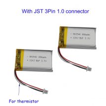 2pcs 3.7V 850 mAh Rechargeable Li LiPo Battery 802540 3 Wire Thermistor JST 3Pin 1.0mm Connector For Driving Recorder DashCam