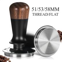 Premium Walnut Wood Espresso Tamper 51/53/58MM Manual Press with Constant Pressure for Home & Café Professional Barista Tools