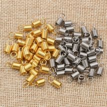30-100 pezzi Cerchietti per molle in acciaio inox fermagli in pelle per estremità dei cavi Connettori per creazione di gioielli per braccialetti fai da te