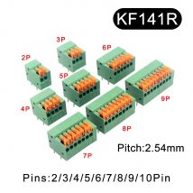 5/10 Stück 2,54 mm Rastermaß KF141V KF141R Push-in-Feder Schraubenloser Klemmenblock Gerader/gebogener Fuß 2/3/4/5/6/7/8/9/10P PCB-Anschluss
