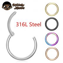 10Pcs 316L Stainless Steel Nose Ring Piercing High Quality SEG Clicker Septum Helix Lobe Daith Earring Mirror Polished Wholesale