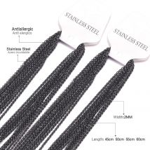 Mode 10 stücke 2mm * 45-60cm 2,0 Perlen mit Kette schwarz Edelstahl Halskette Frauen Hip Hop Stil Halskette Schmuck