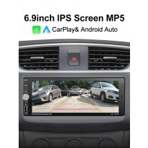 LEHX 6.9" Wireless / Wired CarPlay Android Auto Universal 1 Din Car Radio Multimedia Video MP5 Player FM Stereo Receiver BT