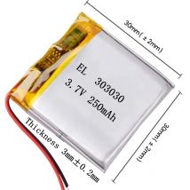3,7 V B = 30 mm L = 30 mm Serie wiederaufladbarer Lithium-Li-Ionen-Polymer-Akku für MP3 MP3 DVR GPS-Positionierer Wasserauffüllgerät