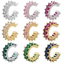 QMHJE Singolo Un Orecchio Orecchini a Clip Polsino Freccia Cuore Stella Croce Arcobaleno T CZ Oro Argento Colore Orecchino Gioielli Aretes Non Forato