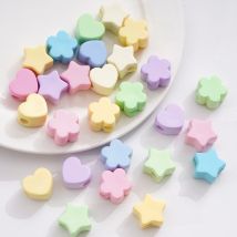1/5pcs Large Hole Acrylic Beads Colorful Flowers Stars Love Heart Shape Loose Beads DIY Bracelet Phone Chain Jewelry Accessories