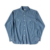Non Stock Classic Chambray Shirt Spring Men's Two-Pocket Workshirt Light Blue