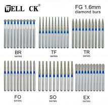 10 sztuk/paczka WellCK Dental wiertła diamentowe wiertło 59 rozmiarów FG 1.6mm Bur do szybkiej