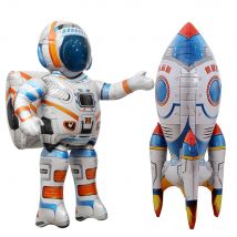 Palloncini astronauta astronauta in piedi 4D Palloncini foil a razzo Giocattoli per bambini Baby Shower Decorazioni per feste di compleanno a tema spazio esterno