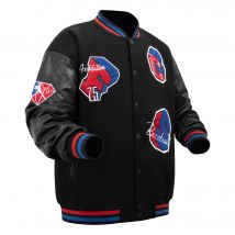 Lässige Vintage-Jacke für Herren, Bomber-gestickte Varsity-Jacke, Windjacke, Bomber-Style, flammender Basketball-Farbblock-Outwear