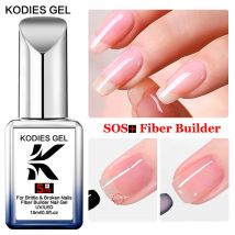 KODIES GEL SOS Fiber Builder Nagelgel in einer Flasche 15 ml UV Semi Permanent Clear Pink Nail Strengthener Extension Construction Gel