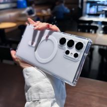 Original Magsafe Magnetische Hülle für Samsung Galaxy S25 S24+ S21 FE S22 S23 Ultra Plus Wireless Charging stoßfeste klare PC-Abdeckung