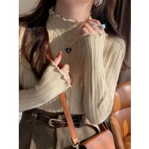 AOSSVIAO 2023 Geraffte Rollkragen Frauen Pullover Herbst Winter Warme Pullover Schlank Tops Gestrickte Pullover Jumper Weiche Pull Weibliche