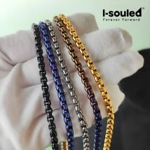 4 mm Titan-Box-Ketten-Halskette für Männer und Frauen, hypoallergen, lichtbeständig, leicht, alltäglicher Schmuck, Geschenk