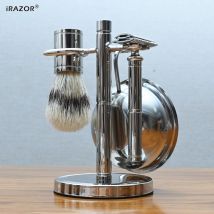 iRAZOR Classic Vintage Double Edge Safety Razor Haarentfernung Rasierer Pflegewerkzeug-Set mit Dachsbürste Einzigartiges Seifenschalen-Set