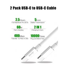 2 pack USB C to USB C Charger Cable 60W Type C to C Fast Charging cord for iPhone 15 16 MacBook Xiaomi POCO Samsung S25 S24 line